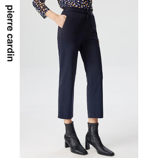 皮尔卡丹女装休闲裤职业工装裤秋冬直筒藏蓝色西裤P3365T3972N0
 商品图3