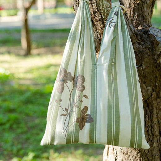 复古条纹包单肩女士挎包手提包小拎包购物包手提袋购物袋布袋大容量 商品图2