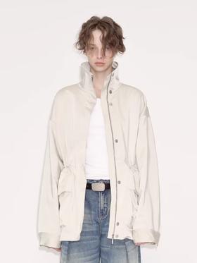 出逃赤岗西/24AWW99/复古工装夹克立领收腰休闲风衣外套