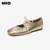 MIO米奥时尚金属朋克玛丽珍鞋银色圆头系带单鞋M251430501 商品缩略图1
