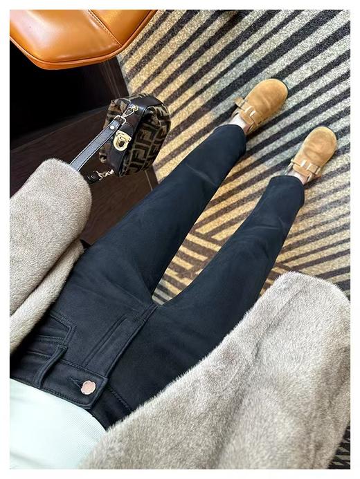 升级加绒土耳其四面弹烟管小直筒高腰牛仔裤 商品图4