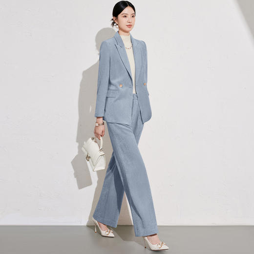 IWY/雾霾蓝西装套装女冬款职业装高级感通勤职场大女主穿搭24CP038 商品图0