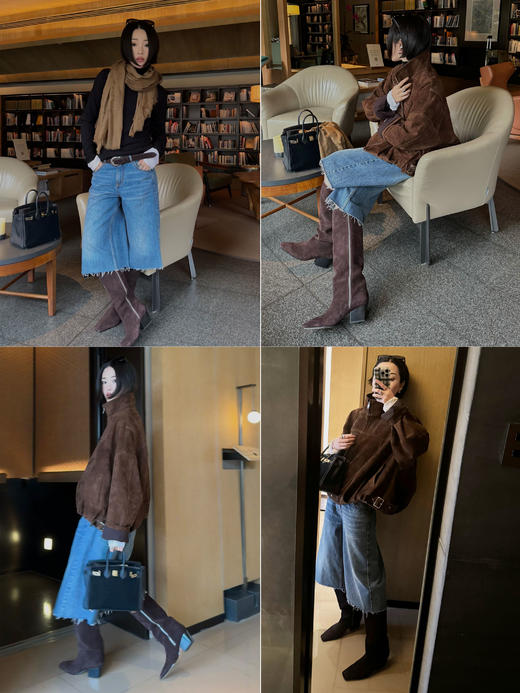 HIDEMI 【董生活同款】经典方尖头系列切尔西厚底方跟长靴马靴 商品图2