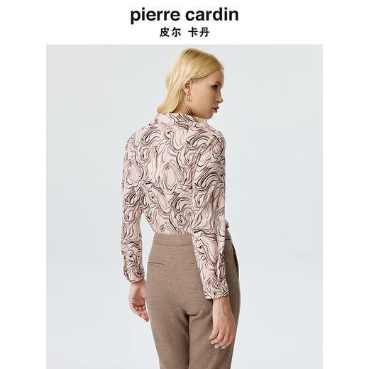 皮尔卡丹女装衬衫复古印花羊毛内搭通勤时尚上衣P3429B3963M3
 商品图2