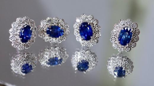 1.66ct刻面蓝宝石耳钉 商品图1