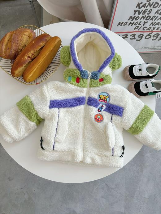 【可爱卡通毛毛衣连帽，温暖又时尚】冬季儿童新款加绒加厚 高级质感拼接撞色连帽 卡通毛毛衣棉服外套-QQ 商品图2