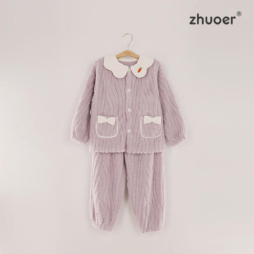 101450172卓儿4-11岁女童秋冬可爱绒绒家居服套装（珊瑚绒）（110-160尺码可选） 商品图0
