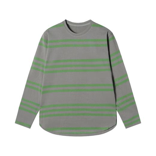 T1801新款美式撞色条纹长袖圆领T恤慵懒风百搭宽松时尚休闲打底衫 商品图1