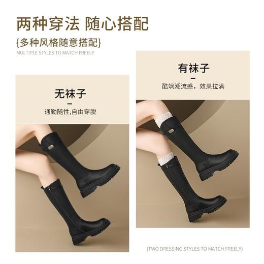ZHR则则圆头厚底长筒靴2024新款加绒复古气质长靴显瘦骑士靴女靴 商品图4