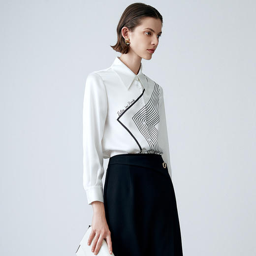 EITIE爱特爱春季新款时尚百搭显瘦印花衬衫女7709401 商品图2