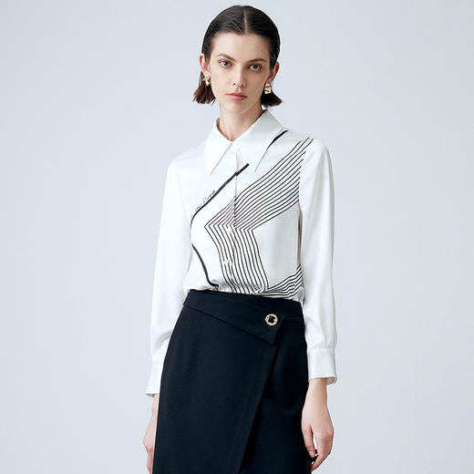 EITIE爱特爱春季新款时尚百搭显瘦印花衬衫女7709401 商品图3