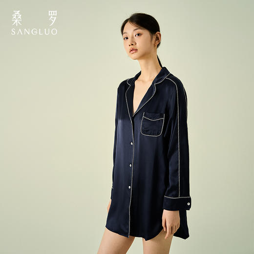 简约BF风衬衫SANGLUO桑罗时髦外穿桑蚕丝睡裙女 商品图0
