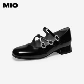 MIO米奥甜美复古玛丽珍鞋闪钻交叉扣带女单鞋M251440717