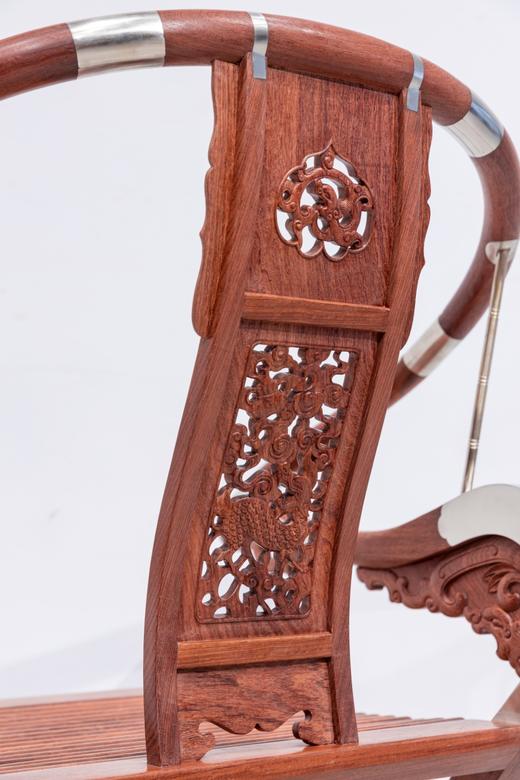 红桥红  家具严选  缅甸花梨(大果紫檀）  【木面 王款 双面透雕麒麟纹交椅】 商品图6