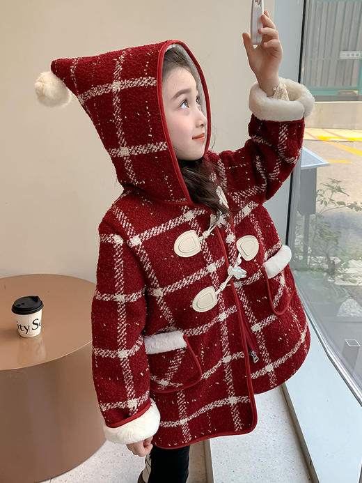 【新款加绒外套 暖和又洋气】女童加绒外套秋冬新款 洋气女孩时髦冬装 宝宝加厚冬季呢子大衣-QQ 商品图4