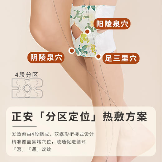 正安 分区定位1次温通3经 6小时发热养护膝盖祛寒湿 九子膝盖贴  6袋/盒 商品图2