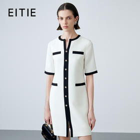 EITIE爱特爱春季新款气质大方时尚百搭撞色显瘦连衣裙7707410