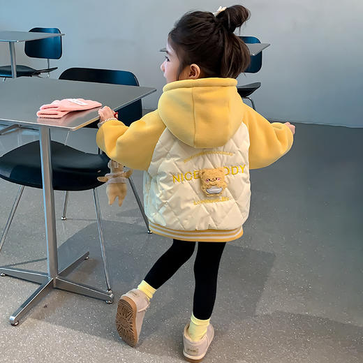 【冬季女宝宝夹棉上衣！时髦又保暖】女童外套秋冬新款 网红炸街儿童冬装 冬季女宝宝夹棉上衣外套-QQ 商品图3