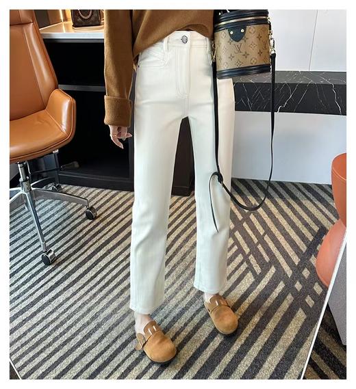 升级加绒土耳其四面弹烟管小直筒高腰牛仔裤 商品图6