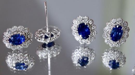 1.66ct刻面蓝宝石耳钉 商品图2
