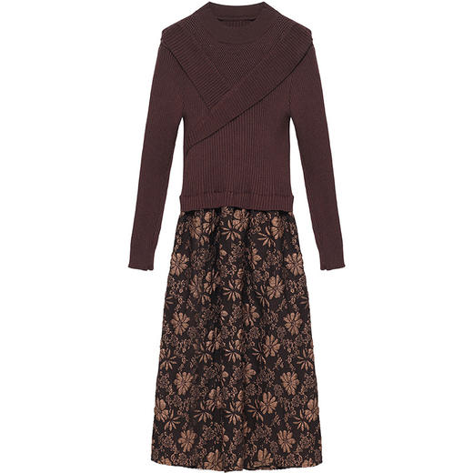 【气质针织长袖连衣裙】秋冬新款洋气假两件女装高端精致打底裙子 商品图4