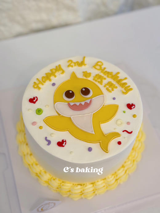 （手绘）#男孩女孩都爱的鲨鱼宝宝Babyshark 忌廉蛋糕（默认自提，收费配送请联系客服） 商品图1