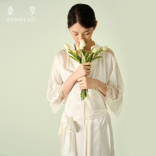 明星同款』桑罗晨袍桑蚕丝慵懒性感优雅长袍新娘睡袍外穿 商品图2