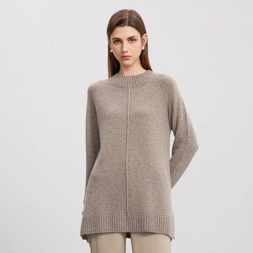 【中长款半高领羊绒衫】羊绒世家秋冬新品女士100%山羊绒内搭保暖毛衣 商品图0