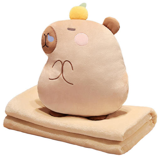 【卡皮巴拉办公室抱枕】水豚造型，轻松午睡；柔软舒适，车上取暖；四季可用，方便实用。办公室、学生和车主的必备利器！ 商品图4