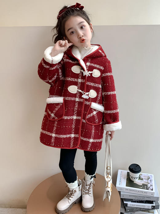 【新款加绒外套 暖和又洋气】女童加绒外套秋冬新款 洋气女孩时髦冬装 宝宝加厚冬季呢子大衣-QQ 商品图1