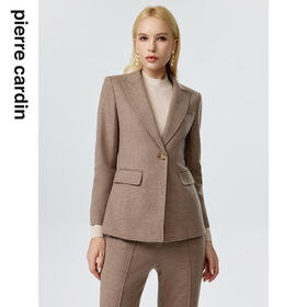 皮尔卡丹女装西装秋冬咖色高级感羊毛修身西服外套P3355U3954K1
