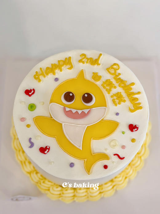 （手绘）#男孩女孩都爱的鲨鱼宝宝Babyshark 忌廉蛋糕（默认自提，收费配送请联系客服） 商品图0