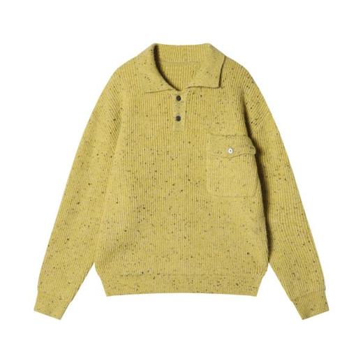 秋冬季新款时尚个性日系纯色斑点翻领纽扣针织毛衣百搭休闲上衣潮 商品图1