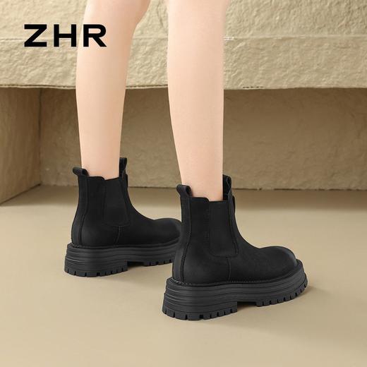 ZHR则则时尚气质厚底增高加绒短靴靴子2024冬季新款英伦百搭女鞋 商品图6