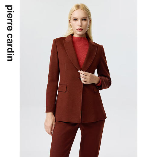 皮尔卡丹女装西装秋季简约焦糖色经典羊毛西服上衣P3356U3950C0
 商品图3