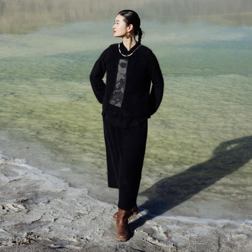 绽放751朵/【鹤绒系列】冬季慵懒宽松落肩带围脖可拆卸套头毛衣 商品图2