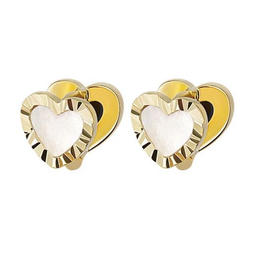 Oflye潮流饰品  黑白双面爱心耳环新款车花围边心形精致时尚耳扣 商品图4