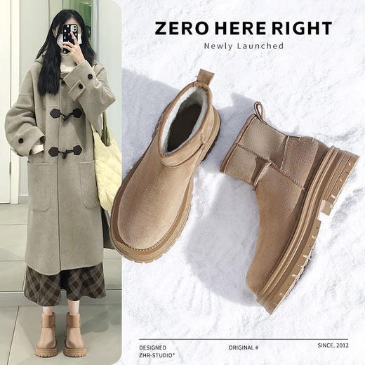 ZHR则则厚底加绒雪地靴女鞋ins百搭棉鞋2024冬季新款保暖防寒靴女 商品图2
