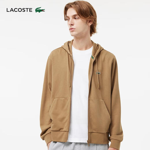 Lacoste法国鳄鱼男装新款纯色简约休闲开衫连帽卫衣外套SH1642-98 商品图1