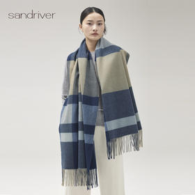 羊绒格纹流苏披肩SJF96P756N