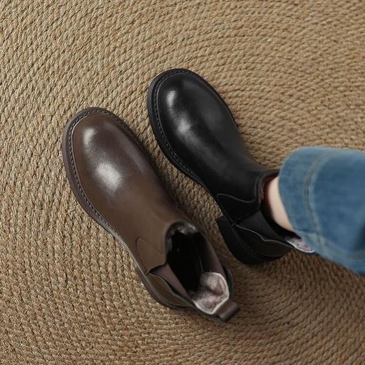 【预售5天】真羊毛保暖加厚一体厚底高跟雪地切尔西靴粗跟真皮毛毛短靴女NGMZR&7959 商品图2