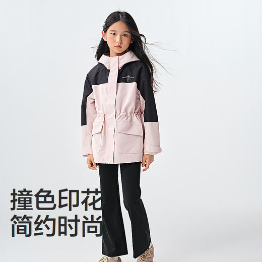 森马儿童外套2025新款宽松连帽上衣印花拼色户外风春装时尚女童装 商品图3