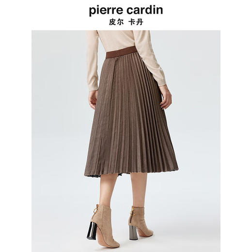 皮尔卡丹女装半身裙咖色中长款A字裙宽松显瘦百褶裙P3436S3988K0
 商品图2