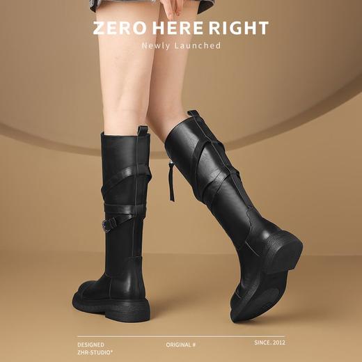 ZHR则则废土风长筒靴复古骑士靴2024新款英伦百搭长靴厚底女靴子 商品图6