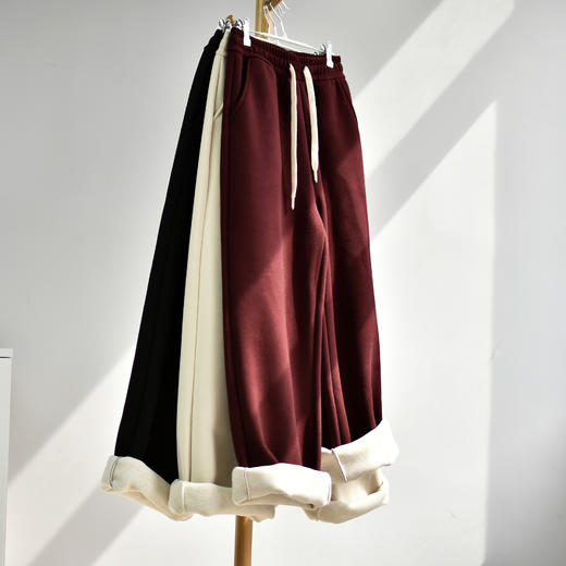 【700克羊毛蚕丝绒裤】冬季加厚加绒垂感蚕丝羊毛阔腿 软糯保暖休闲裤 商品图4