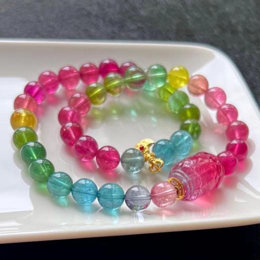 8mm-9mm多圈西瓜鼓弹碧玺手串 商品图1