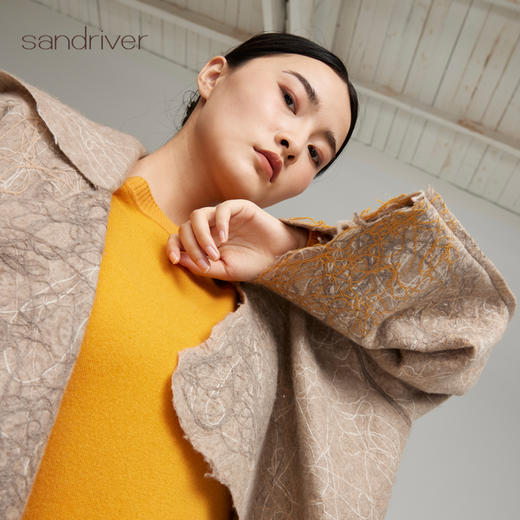 青海羊绒女士小圆领连衣裙SJF96W505N 商品图3