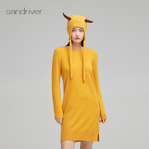 青海羊绒女士小圆领连衣裙SJF96W505N 商品图0