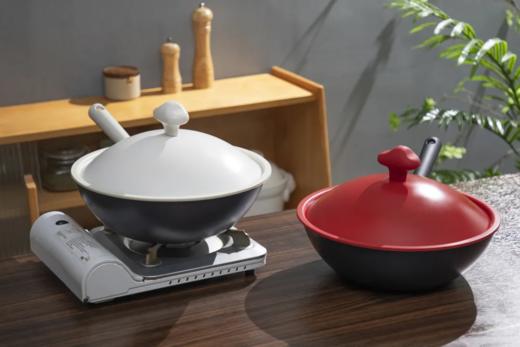 神田（KANDA）铁神云朵款多功能0涂层不粘炒锅32cm云峰白& 富贵红（赠蒸盘+清洁膏/乳） 商品图1