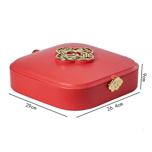 【新春风味；分格收纳】中国红单层果盘糖果盒，细腻的设计搭配实用的分格带盖子，防尘防潮，干果坚果尽在你手中；喜庆零食令人垂涎欲滴；为你带来满满的温馨与欢乐！ 商品图4